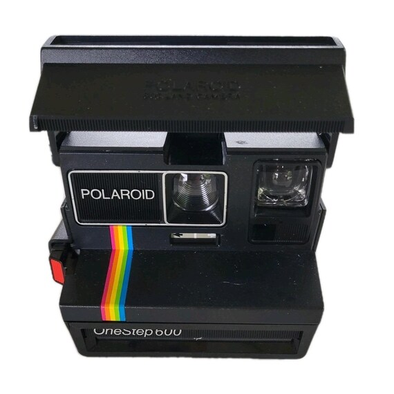 Vtg Polaroid Onestep 600 Instant Film Camera Rainbow Stripe Black - Main Image