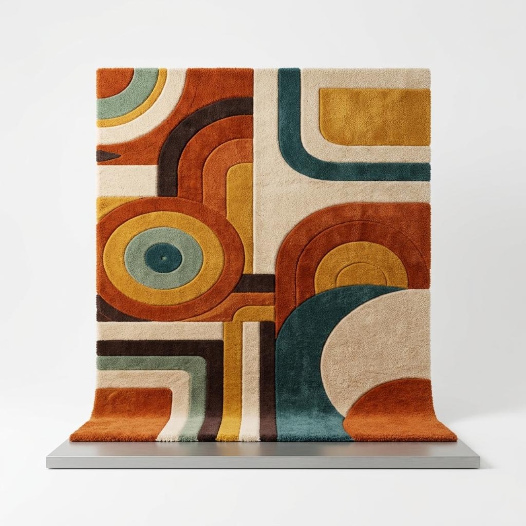 Mid Century Patterned Rugs Mid Century Modern Rug | Geometric Hand Tufted Wool | Custom Size ...