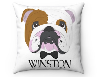 English Bulldog Customizable Personalized Square Pillow