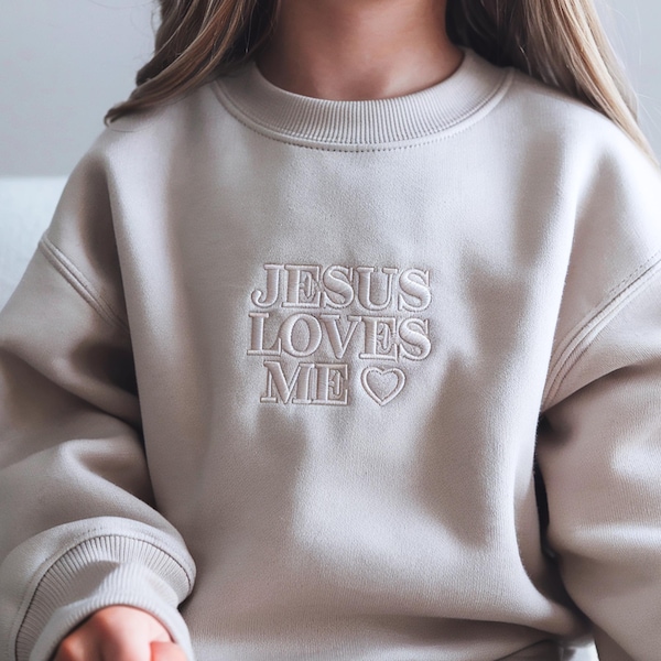 Embroidered "Jesus Loves Me" Kid Sweatshirt - Christian Clothing