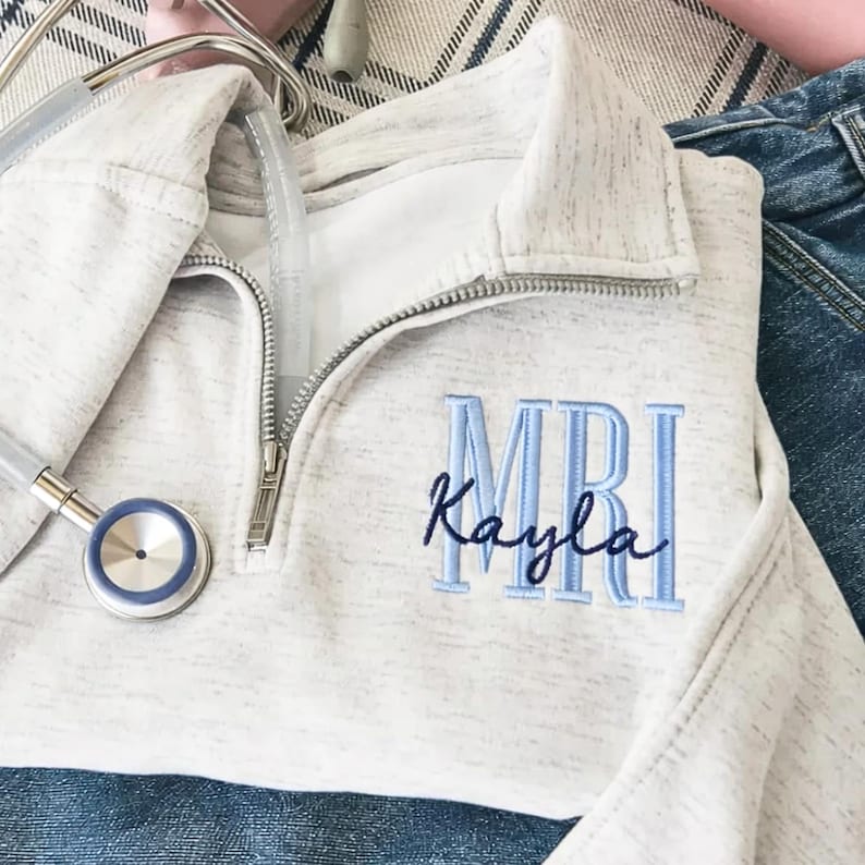 Embroidered MRI Tech Quarter Zip Sweatshirt, Custom Radiology ...