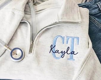 Custom Embroidered CT Tech Quarter Zip Sweatshirt, Computed Tomography Tee, Rad Tech Gift, CT Tech Gift For Her, CT Tech Shirts