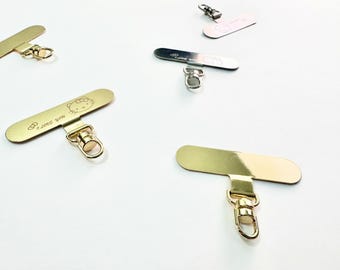 Metal Phone Tether Tab, Phone Strap Patch for Phone Case, Charging Port Phone Charm Holder, Gold or Silver or black Phone Strap Tab
