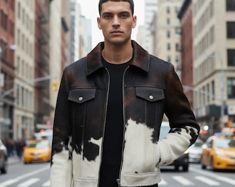 Giacca in pelle di vacchetta fatta a mano per uomo e donna, cappotto invernale con motivo in vera pelliccia