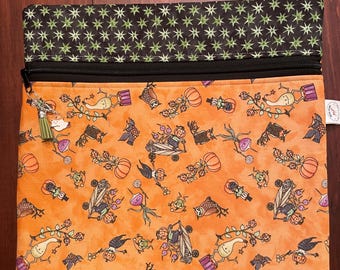 Halloween Cross Stitch Project Bag: Handmade  Quilted Organizer Featuring Teresa Kogut Fabric