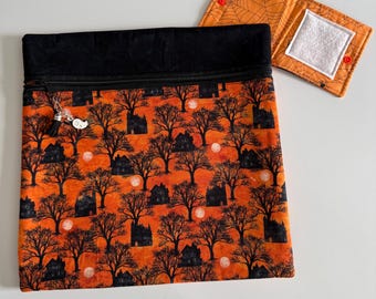Halloween Themed Quilted Cross Stitch Project Bag/ Organizer