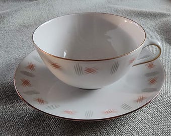 Seltmann Weiden Service for 12, Mid Century Modern Geometric Tea Set, Vintage German Bavaria Porcelain, 1950s Atomic Pattern Coffee Cups