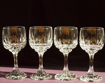 Set of 8 Villeroy & Boch Crystal Wine Glasses, 4.2 oz Stemmed Goblets, German Lead Crystal, VB Signed, Elegant Vintage Dining Barware
