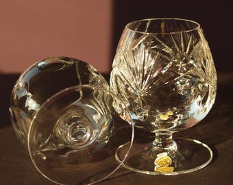 Nachtmann Decor 124 Crystal Brandy Snifters, Hand Cut Bleikristall, Mid Century Modern Barware, Luxury Cognac Glass Set, Made in Germany