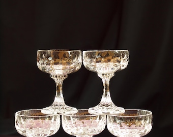 Vintage kristallen likeurglazen van Villeroy & Boch, set van 5 borrelglaasjes, Duits loodkristal, gegraveerd VB-logo, luxe bargerei