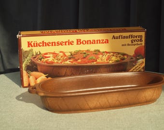 1970s Georg Schmider Bonanza Casserole Dish - Mid Century Modern German Pottery - Large 1.2L Ceramic Roaster - NOS in Original Box