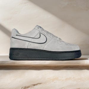 Custom Grey Suede Air Force 1 Sneakers: Handmade Unisex Streetwear