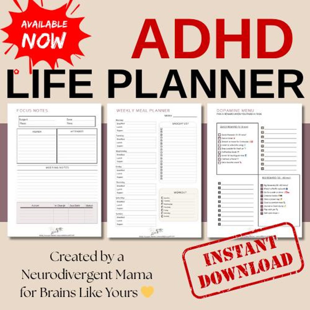 ADHD Digital Planner | Printable Focus Tools for Overwhelmed Women ...