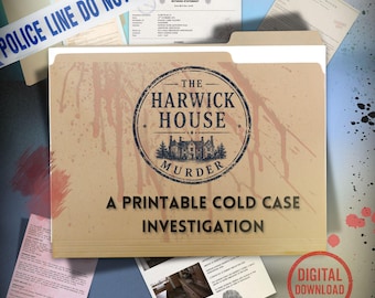 The Harwick Murder Mystery Game: Printable Cold Case Files, Detective Investigation Kit, Crime Puzzle for Adults