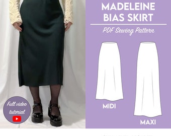 Bias Skirt Sewing Pattern: Midi & Maxi Length (PDF Pattern Download)