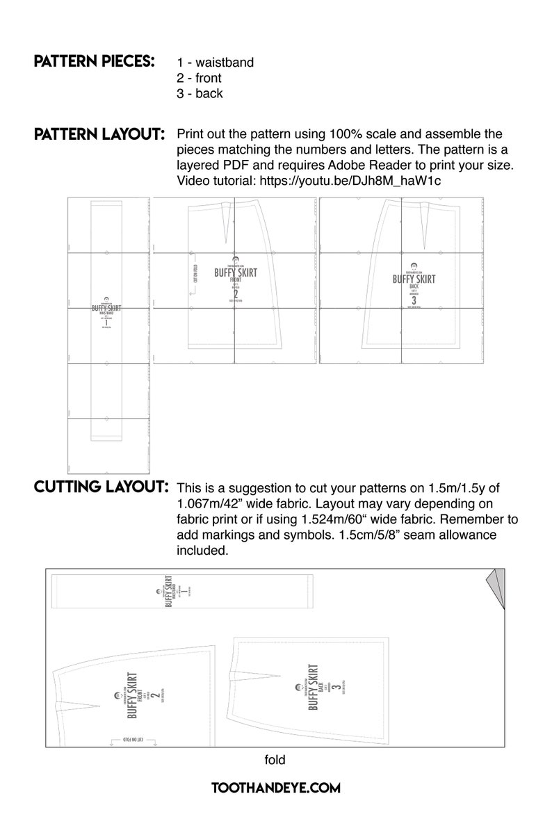 PDF Patrón de costura de falda Buffy de los años 90 / Tallas UK2-26/US00-22 / Descarga instantánea / Imprimir en casa en A4 y US Letter imagen 6