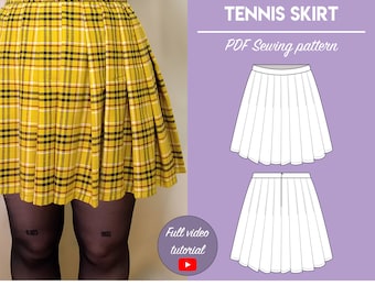 Layered PDF Tennis Skirt and Knife Pleat Sewing Pattern | Sizes UK2-26/US00-22 | Instant download | Print at home on A4 and US Letter