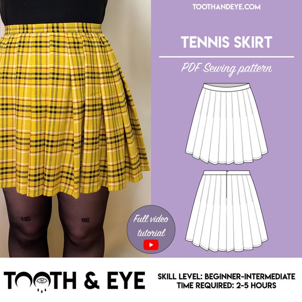 Layered PDF Tennis Skirt and Knife Pleat Sewing Pattern | Sizes UK2-26/US00-22 | Instant download | Print at home on A4 and US Letter