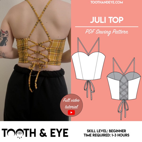 PDF Juli top Sewing Pattern | Sizes UK2-26/US00-22 | Instant download | Print at home on A4 and US Letter