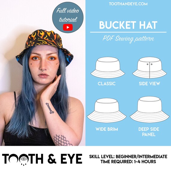 PDF Bucket Hat Sewing Pattern Head 