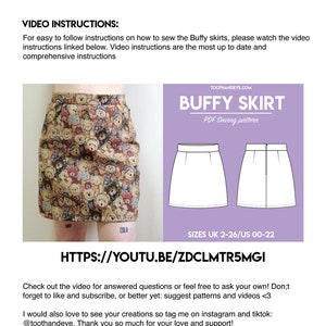 PDF Patrón de costura de falda Buffy de los años 90 / Tallas UK2-26/US00-22 / Descarga instantánea / Imprimir en casa en A4 y US Letter imagen 7