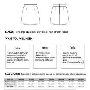 PDF 90s Buffy Skirt Sewing Pattern Sizes UK2-26/US00-22 Instant download Print at home on A4 and US Letter image 5