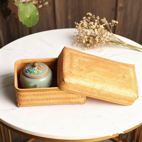 Aus Bambus gewebte Aufbewahrungsbox, Teebox, atmungsaktive Weck-Teedose,  kleiner Bambuskorb, Obst- und Tee Aufbewahrungsbox, Aufbewahrungsbox -  Etsy.de