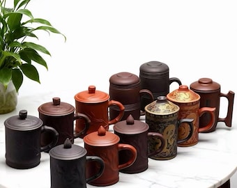 Purple clay covered cup with filter tea separation health tea cup Kung Fu tea set ceramic tea cup office cup
