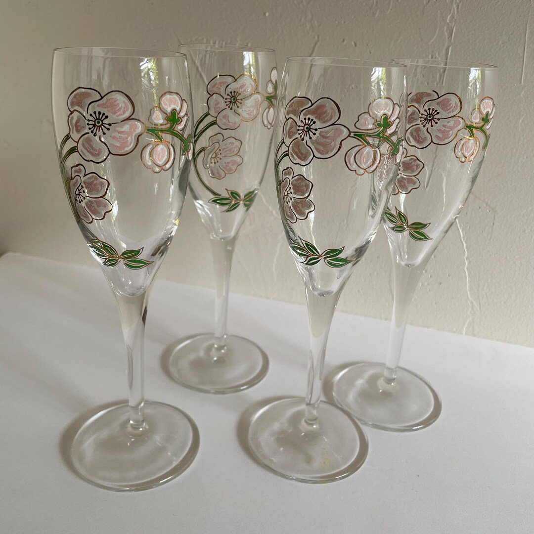 Vintage Set of 4 Perrier-jouët Belle Époque Champagne Flutes - Etsy