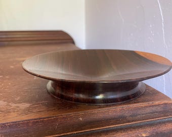 Houten trinketschaal | Ondiepe schaal uit het midden van de eeuw | Sieradenringschaal | Dressoirdecoratie | Minimalistisch |