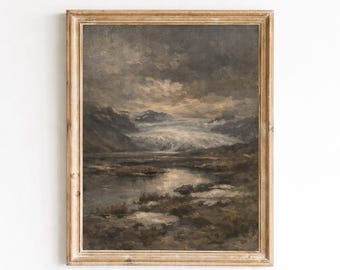 Glacier Vatnajökull, Islande : tableau mural, peinture à l'huile du XIXe siècle, printemps frais, œuvre d'art à imprimer