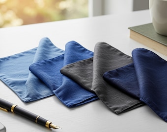 Men’s Pocket Handkerchiefs Classic Cotton Plain Handkerchief Set Soft Reusable Hankies for Men, Everyday Pocket Handkerchiefs, Gift for Him