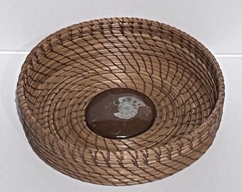 Pine Needle Bowl with Fossil Base