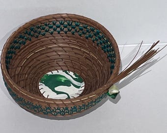 Handmade Wheat Stitch Accent Pine Needle Bowl