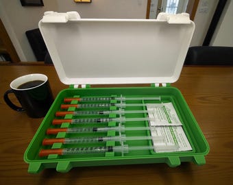 Syringe case for  1ml/1cc syringes | storage box for new or preloaded syringes, alcohol pads perfect for trt peptides insulin