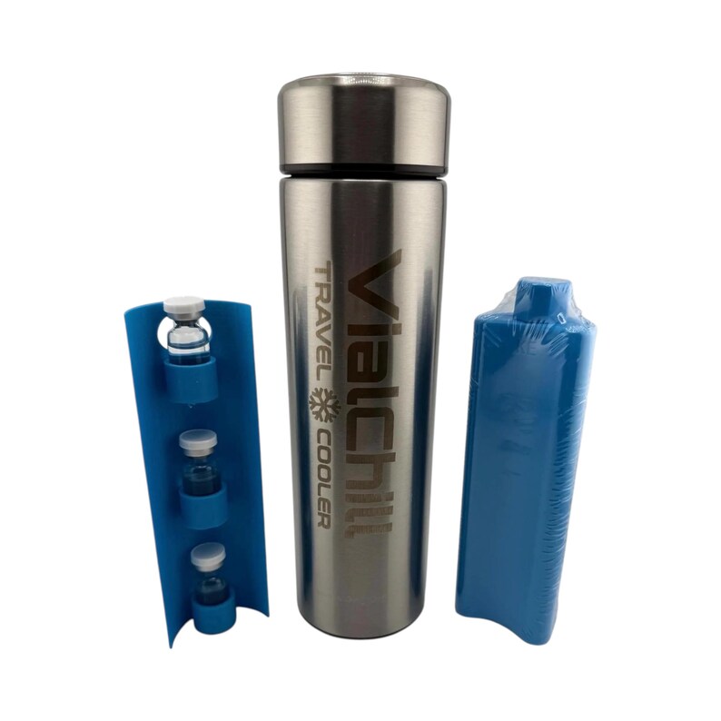Vial Cooler Travel Case, VIALCHILL 3ml vial Peptide Cooler, Diabetes GLP1 Medication Cooler, Portable Refrigerated VIAL Case TSA Approved afbeelding 1