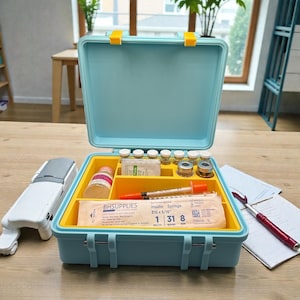 Peptide vial case storage, syringe holder and  vials organizer for 3ml, 5ml and 10ml vials like glp1 glow tesamorelin