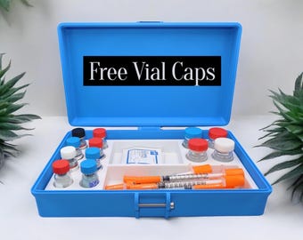 Peptide Vial Storage Box Organizer GLP1 Customizable Vial Trave Case FREE VIAL CAPS included