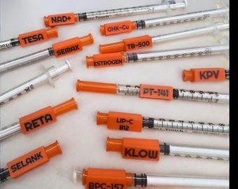 Syringe Reusable Identification Tag Labels Customizable (15 Tags)