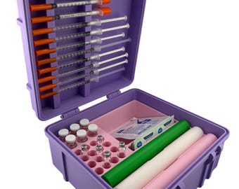 Peptide Pen Injector Case Storage | 3 Pen Organizer with Syringe Lid Holder, Vial Holder and accesories space