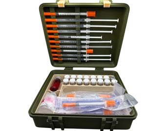 Large capacity insulin & peptide storage case – multi-vial organizer with syringe lid holder