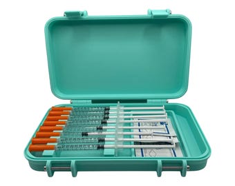 Syringe case storage for 0.5ml/cc 50 units syringes  | storage box for new or preloaded syringes and alcohol pads trt peptides insulin
