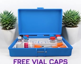 Peptide case Storage Box Vial Holder for 3ml, 5ml Vials Travel Ready FREE VIAL CAPS included