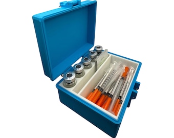Peptides travel case storage organizer and syringe holder for 10ml vial