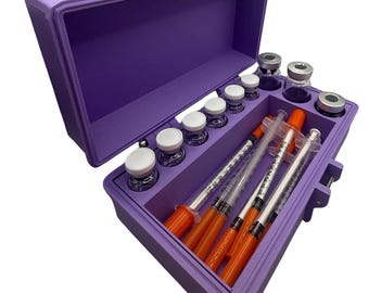 Mix peptide vial  case storage, syringe holder vials organizer for 3ml, 5ml or 10ml vial  like glp1 glow tesamorelin reta