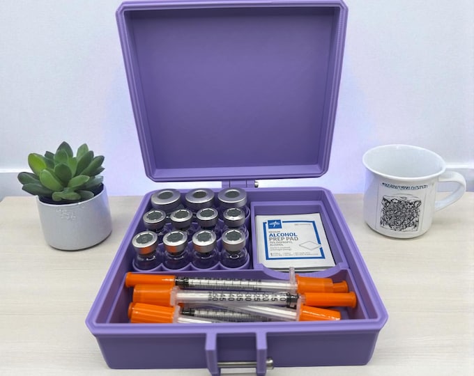 Featured listing image: Peptides travel case, Vials Organizer for 3ml and 5ml vials like GLP1 GLOW TESAMORELIN Reta
