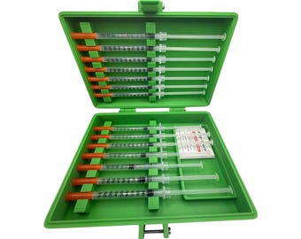 Preloaded syringe  storage case  holds 14 syringes for botox, filler, trt insulin & peptides syringe holder great for doctors and estheticia