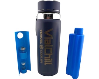 Vial Cooler Travel Case, VIALCHILL 1x3 ml &  1x5ml vial Peptide Cooler, Trimix, PT-141  Refrigerated   TSA Approved