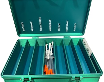 Prefilled Syringe Storage Case 7 Slot Organizer Alcohol Pad Area