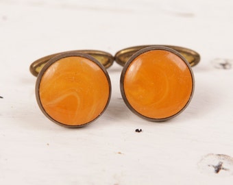 Rare Vintage Russian Soviet AMBER cufflinks  Made in USSR